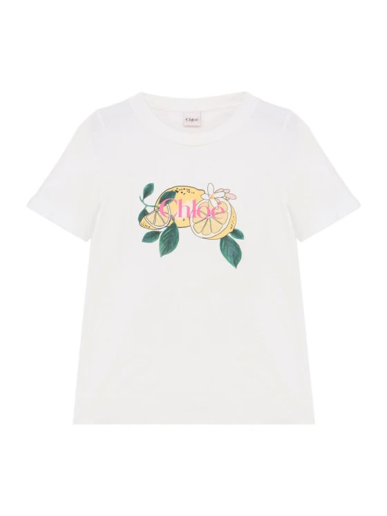Chloé Logo Lemon Print T-Shirt | Senser US