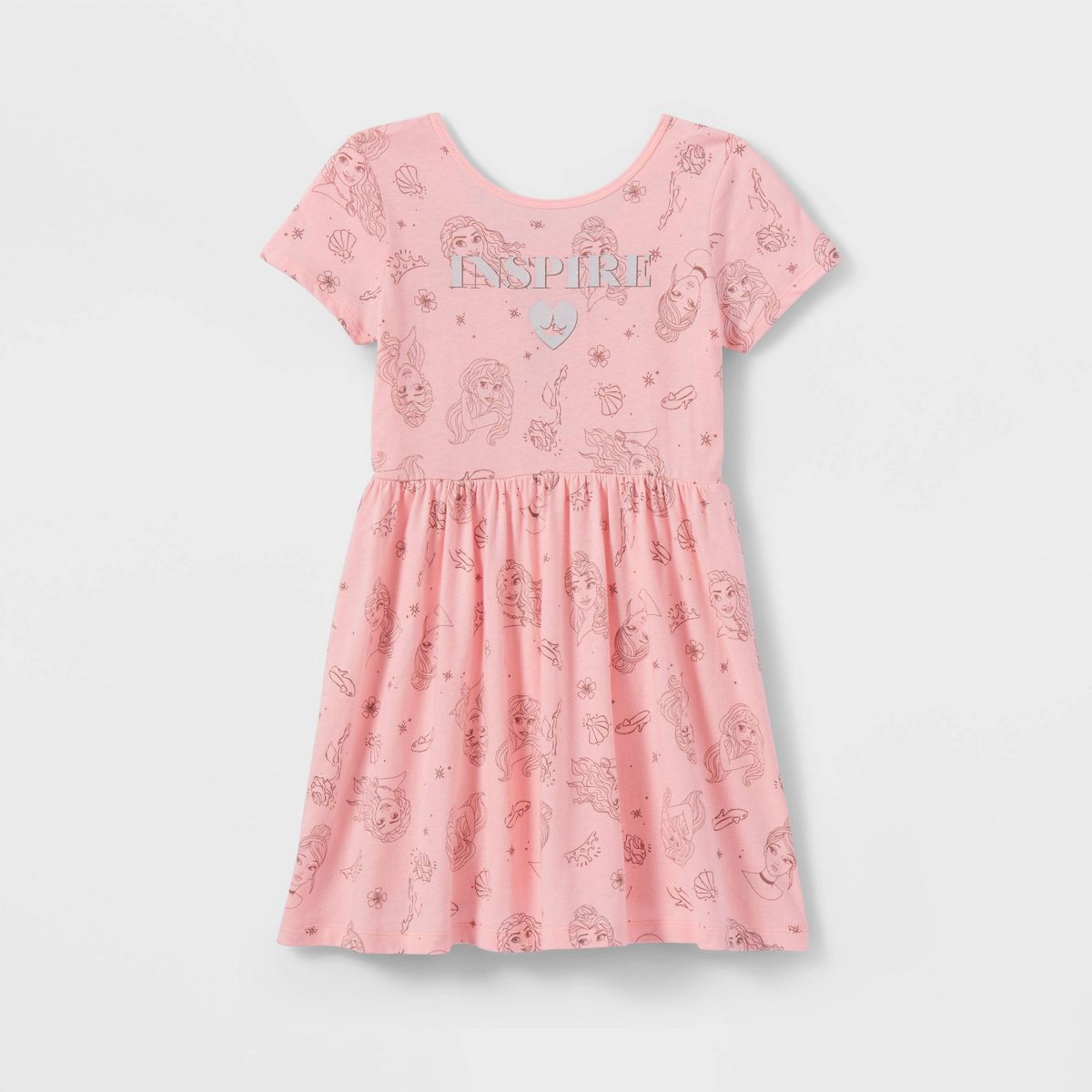 Girls' Disney Princess 'Inspire' Short Sleeve Dress - Light Pink | Target