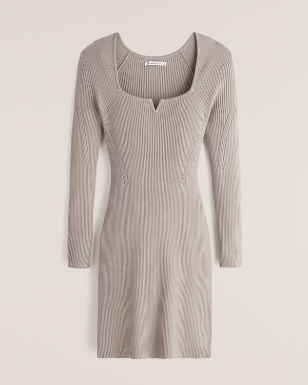 Notch-Neck Mini Sweater Dress | Abercrombie & Fitch (US)