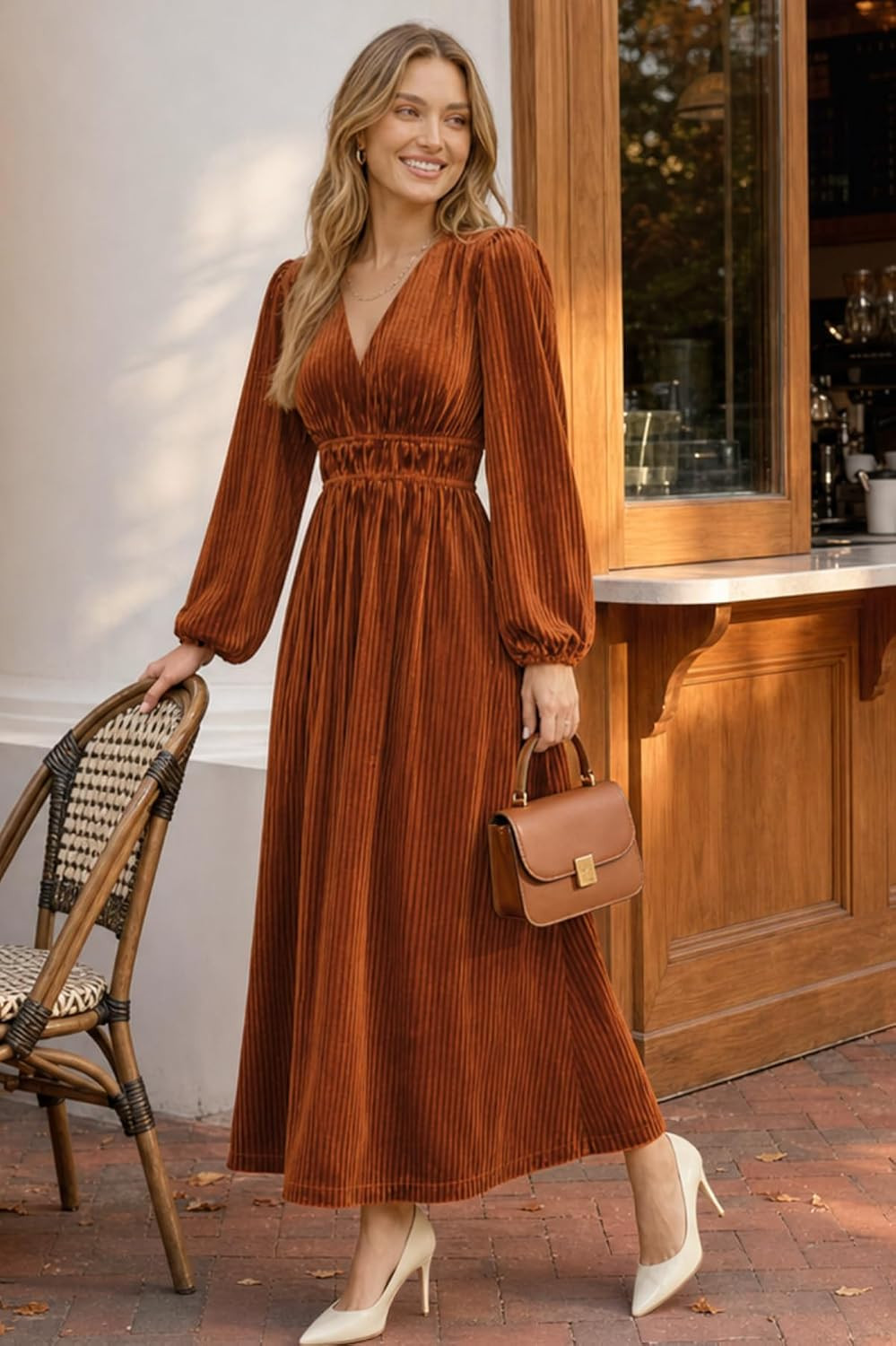 Women's Velvet Long Sleeve Maxi Dress Formal Wedding Guest Cocktail Dress for Fall Winter | Amazon (US)