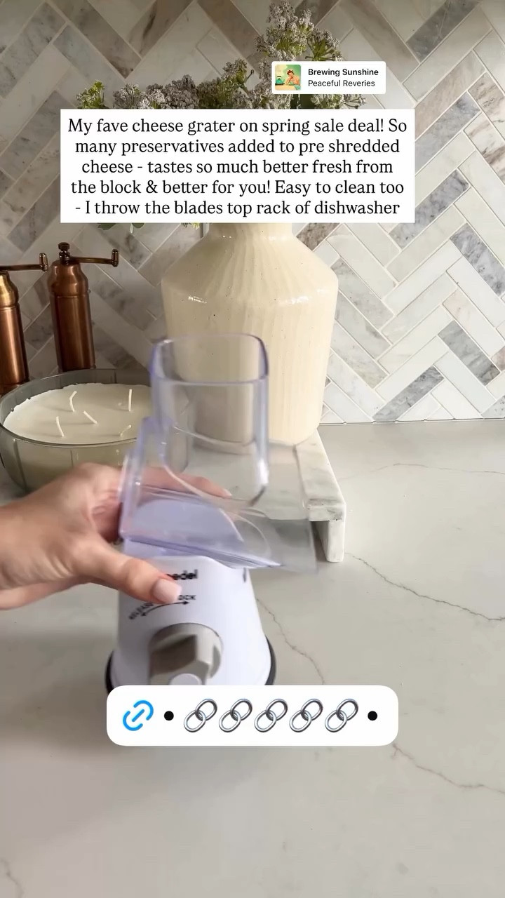 My fave cheese grater on spring sale deal! So many preservatives added to pre shredded cheese - tastes so much better fresh from the block & better for you! Easy to clean too - I throw the blades top rack of dishwasher