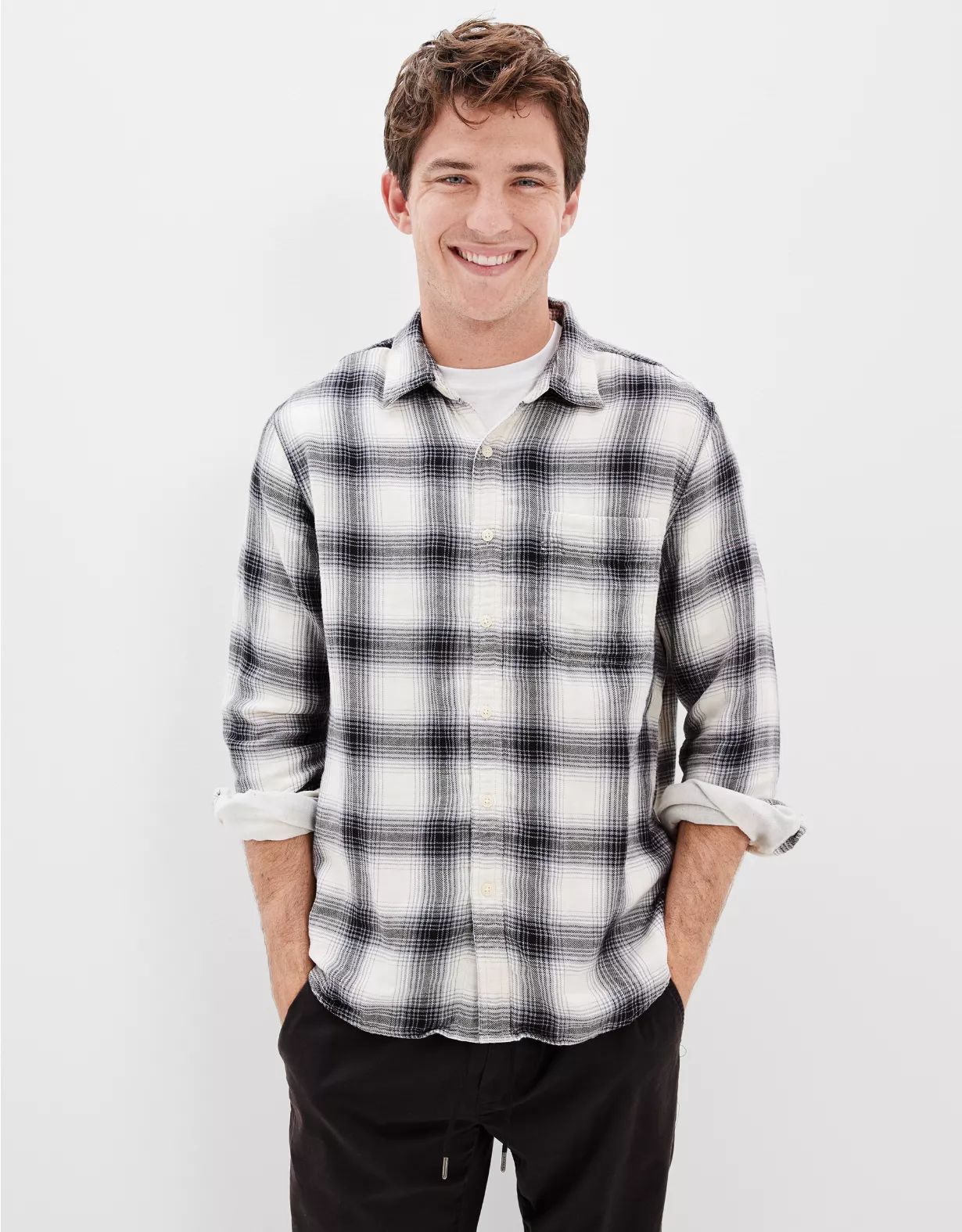 AE Super Soft Everyday Button-Up Shirt | American Eagle Outfitters (US & CA)