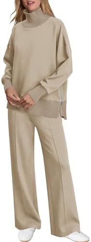 SENSERISE Womens 2 Piece Outfits Fall Matching Lounge Sets Mockneck Sweatshirt Wide Leg Pants Swe... | Amazon (US)