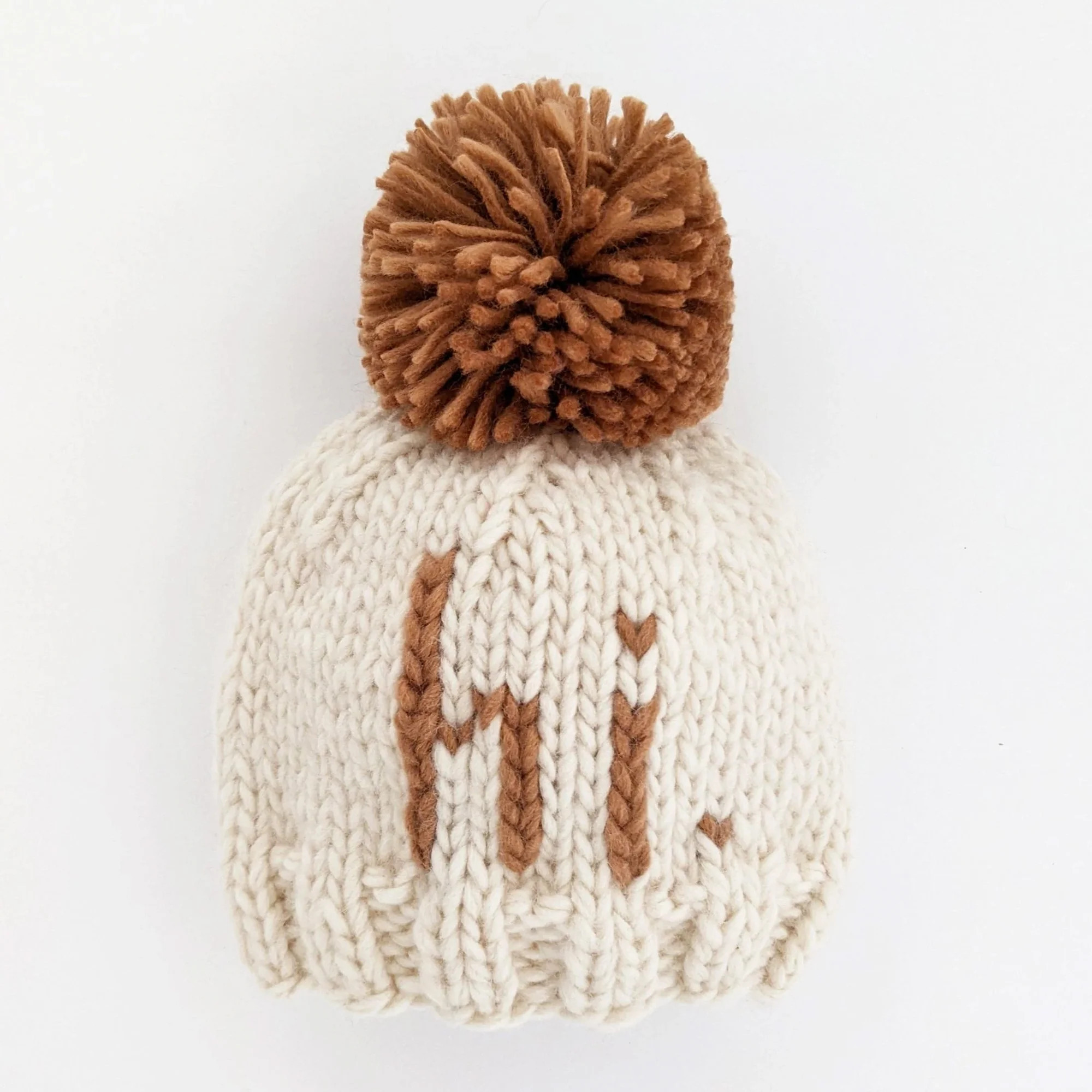 "Hi." Knit Beanie, Pecan | SpearmintLOVE