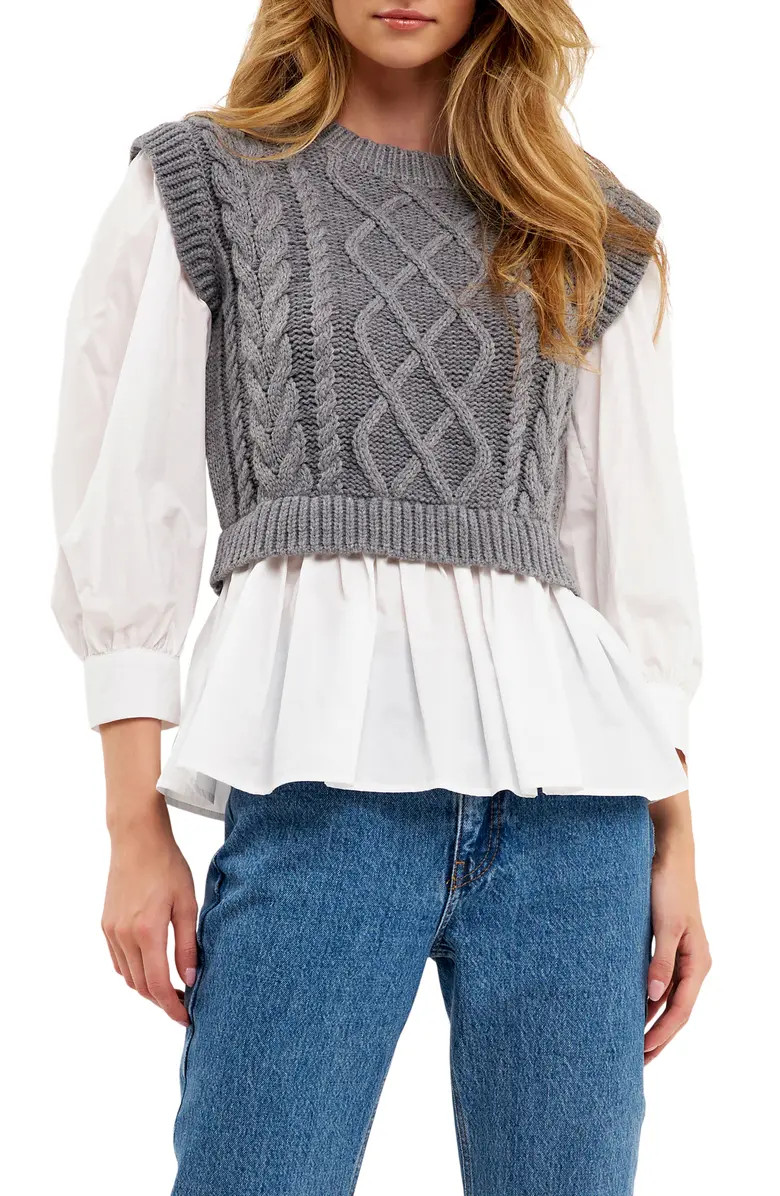 Mixed Media Cable Sweater | Nordstrom