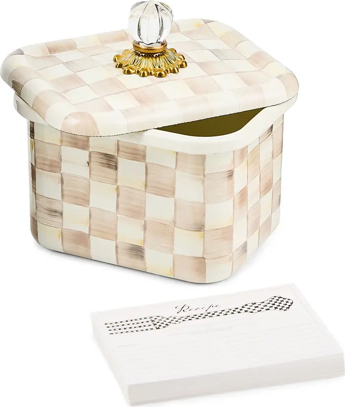 Mocha Check Enameled Steel Recipe Box | Nordstrom
