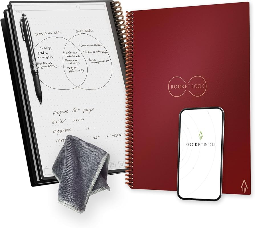 Rocketbook Core Reusable Spiral Notebook, Letter Size 8.5x11, Maroon - Dotted Pages, App-Connecte... | Amazon (US)
