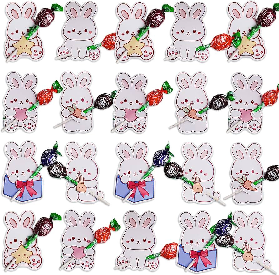 Amazon.com: 60Pcs Easter Bunny Candy Paper Cards Cute Rabbit Candy Chocolate Egg Holder Package W... | Amazon (US)