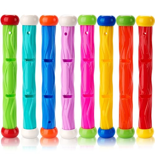 JOYIN Diving Sticks Pool Toys, 8 Pcs Underwater Training Pool Dive Stick for Kids, Colorful Swimming Toy Sinking Throwing Sticks for Kids Gifts Summer Swim Training Water Fun Pool Games(Sticks) | Amazon (US)