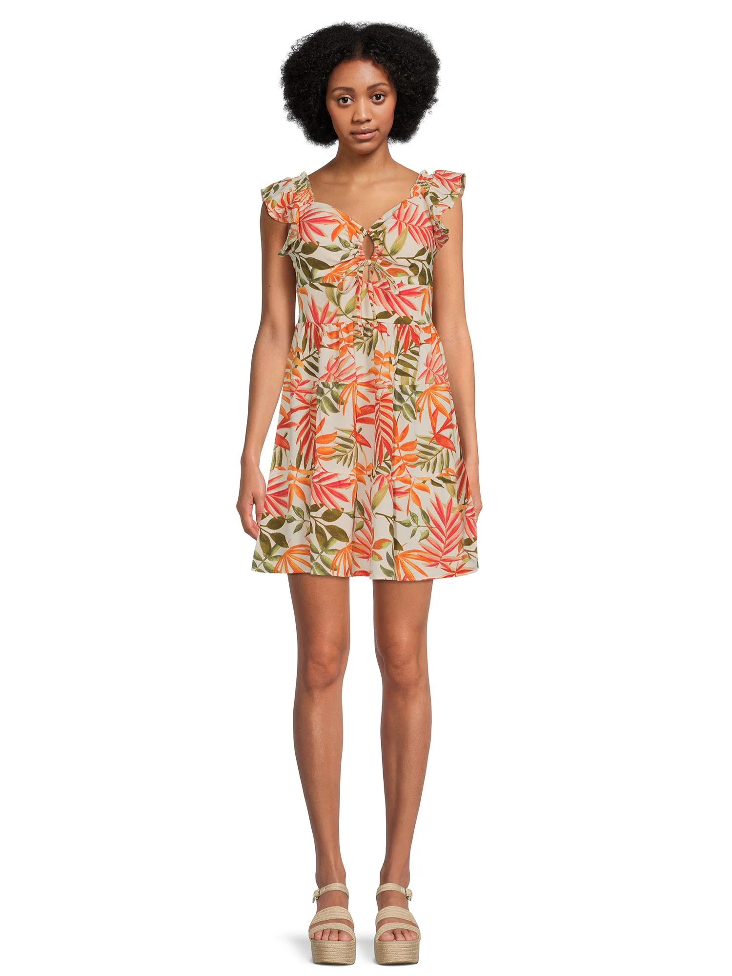 Madden NYC Juniors Flutter Sleeve Cutout Dress - Walmart.com | Walmart (US)