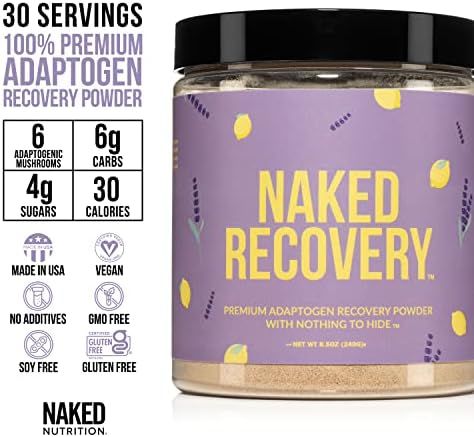 Naked Recovery - Mushroom Supplement Powder - Lions Mane, Cordyceps, Reishi, Tart Cherries, Lemon... | Amazon (US)