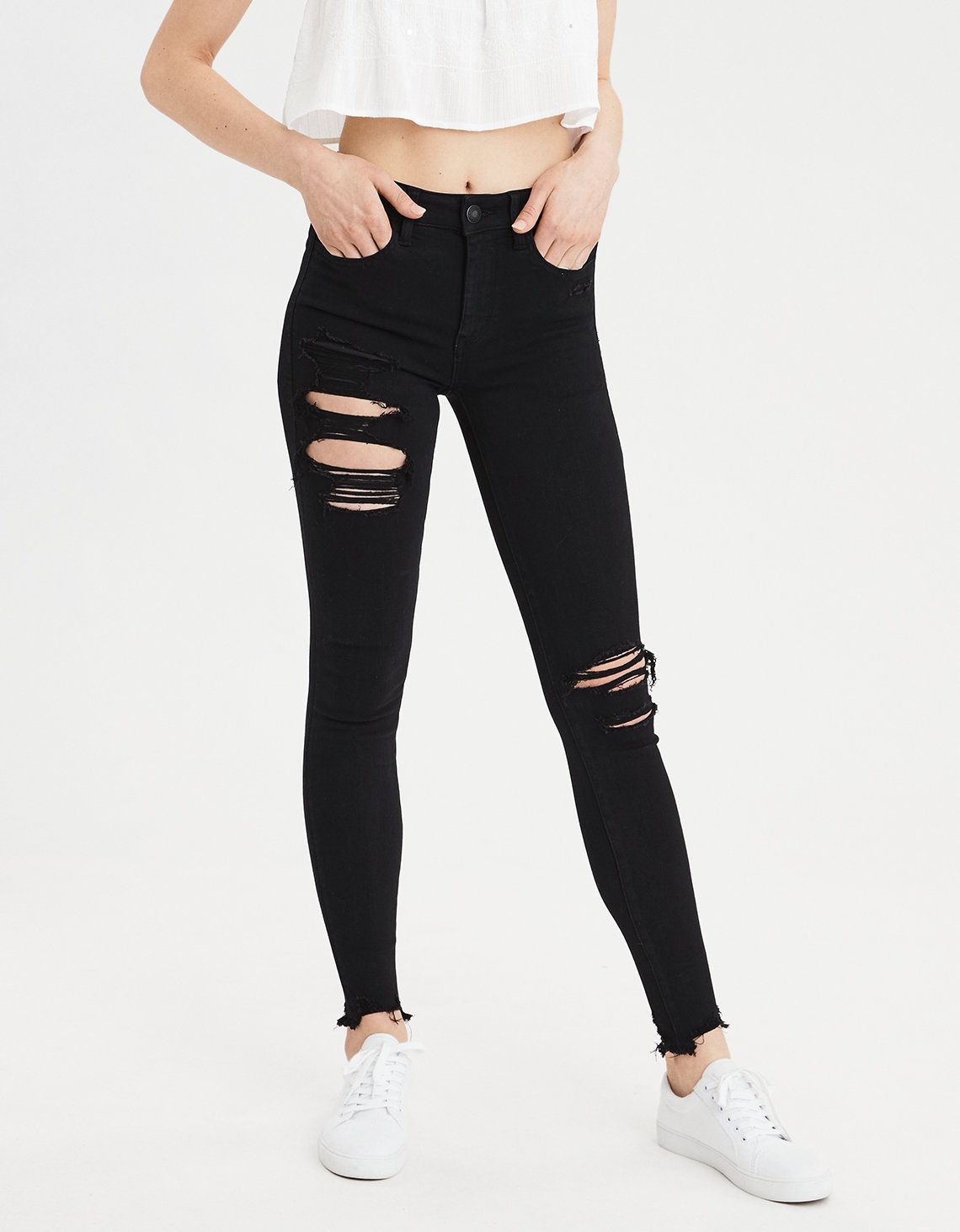 AE Ne(X)t Level High-Waisted Jegging, Black Blaze | American Eagle Outfitters (US & CA)