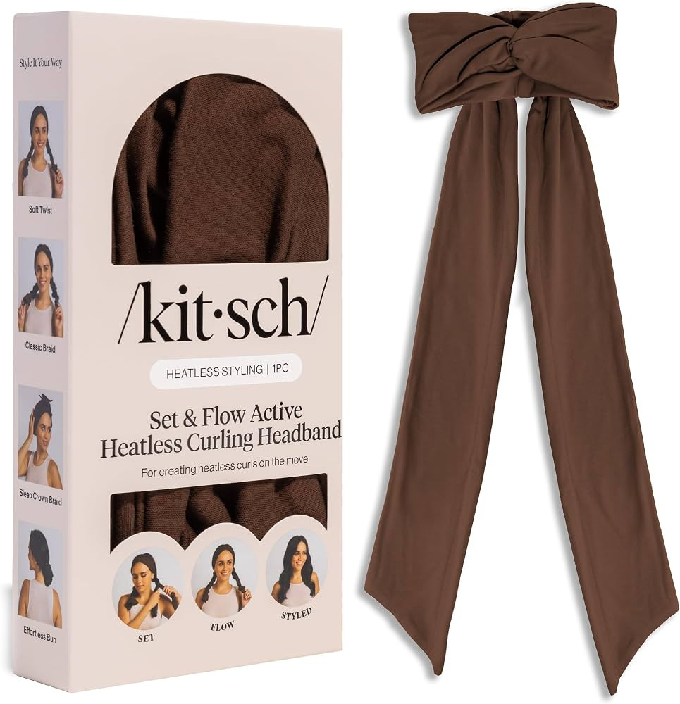 Kitsch Set & Flow Active Heatless Curling Headband For Women - Brown, 1pc | Amazon (US)