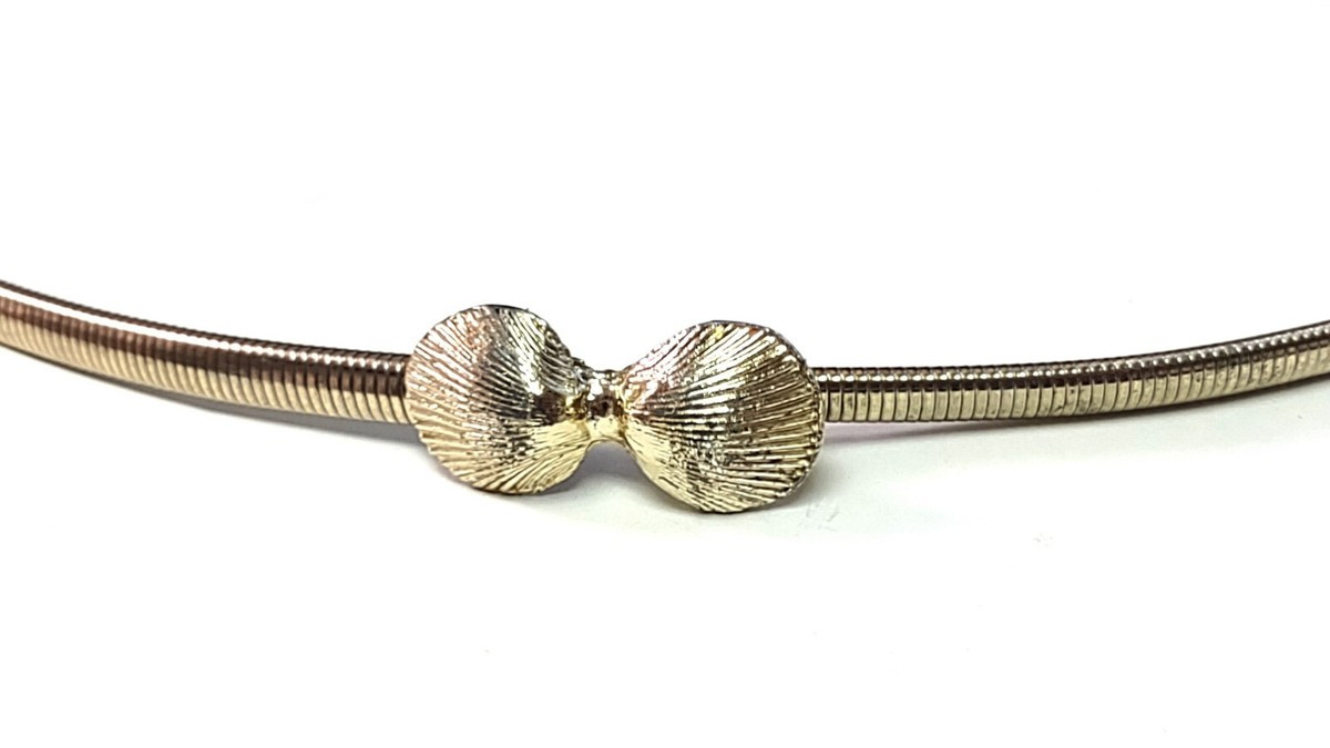 Gold Tone Metal Snake Chain Stretch Belt Shell Seashell Buckle Small 28" Long  | eBay | eBay US