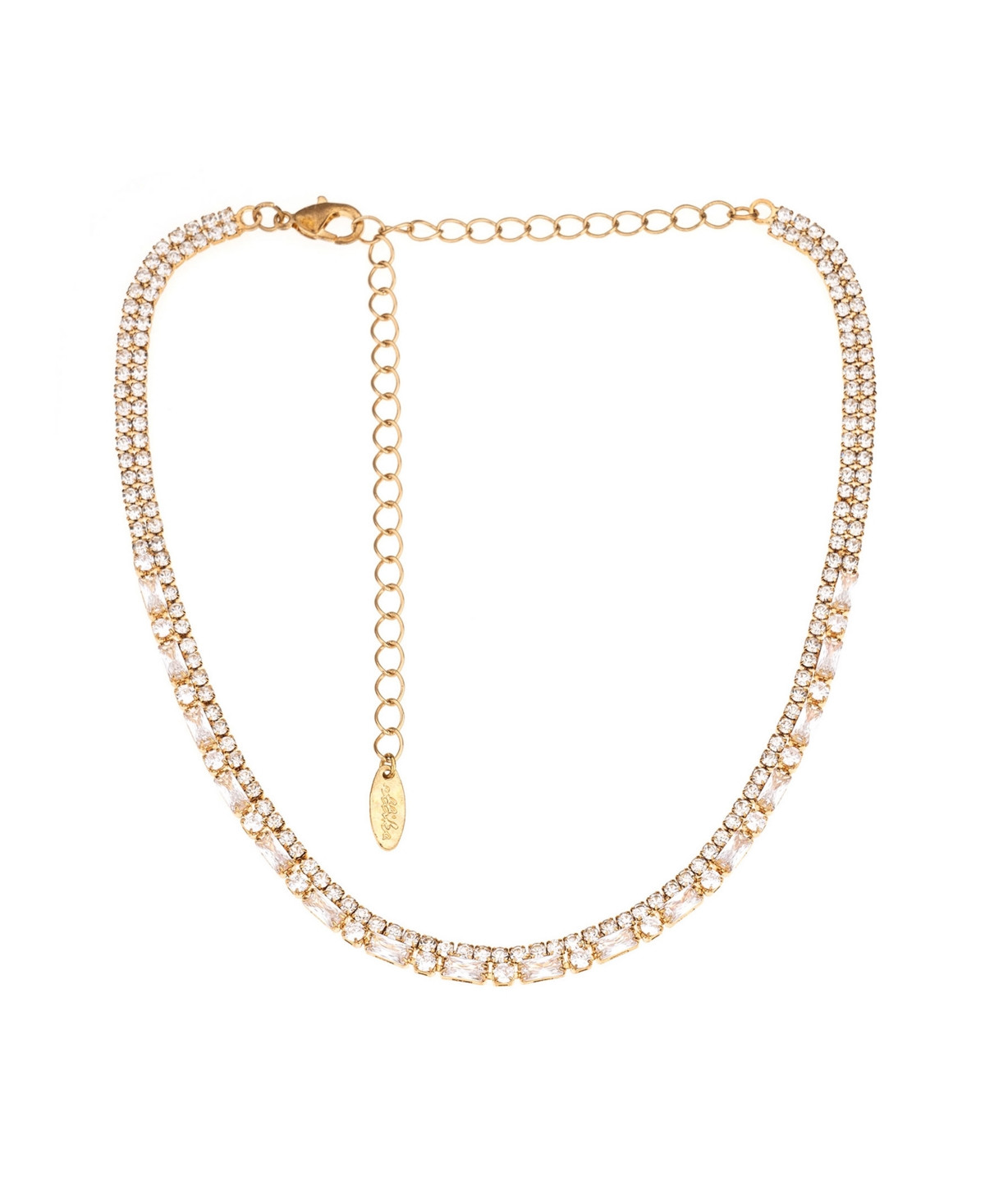 Ettika Cubic Zirconia Baguette 18K Gold Plated Choker Necklace - Gold | Macy's