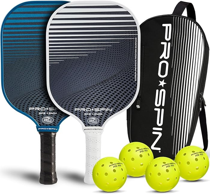 PRO-SPIN Carbon Fiber Pickleball Paddles Set of 2 | Lightweight Pickleball Set with Indoor/Outdoo... | Amazon (US)