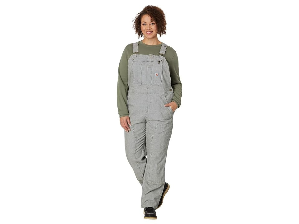 Carhartt Relaxed Fit Denim Striped Bib Overall Women's Overalls One Piece Railroad Stripe : LG Regular, Denim/Cotton | Zappos