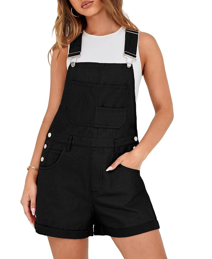 Lepunuo Rompers for Women Denim Overalls Summer Adjustable Casual Loose Fit Bib Jeans Short Jumps... | Amazon (US)