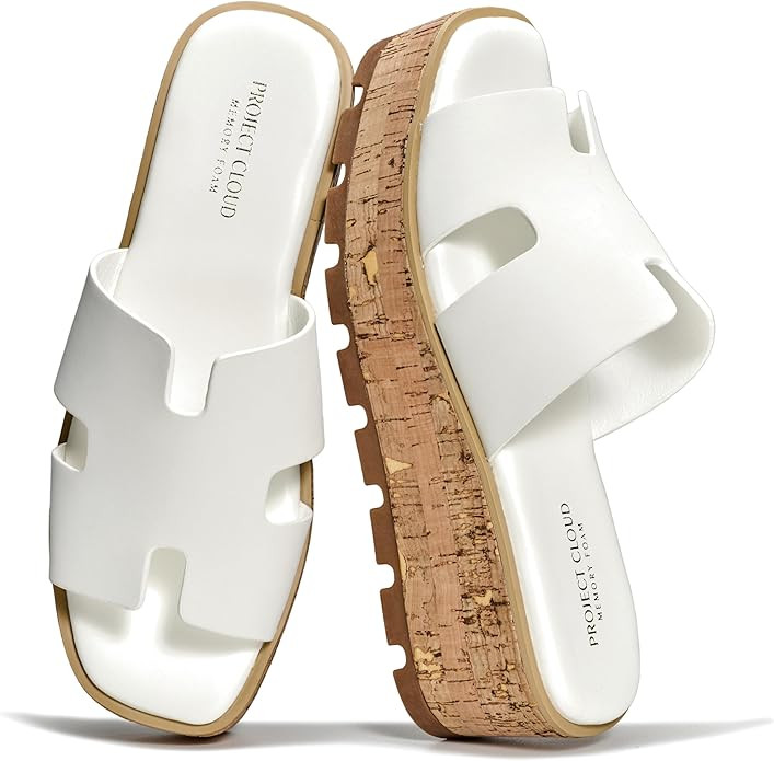 Project Cloud 100% Genuine Leather Wedge Platform Sandals Women Footwear - Memory Foam Insole and... | Amazon (US)