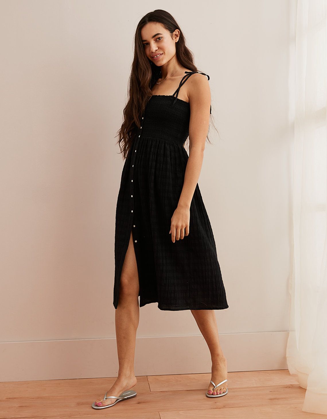 Aerie Smocked Button Down Dress | American Eagle Outfitters (US & CA)