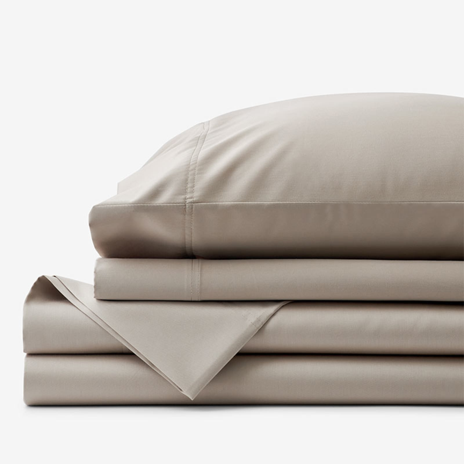 Premium Smooth Supima® Cotton Wrinkle-Free Sateen Bed Sheet Set - Light Birch, King | The Company Store