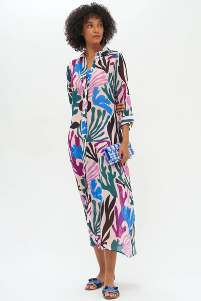 Shirt Dress Midi- Reef Magenta | Oliphant Design
