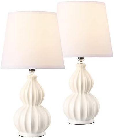 CO-Z Modern Ceramic Table Lamps Set of 2, White Gourd Table Lamp for Bedside Nightstand Bedroom, ... | Amazon (US)