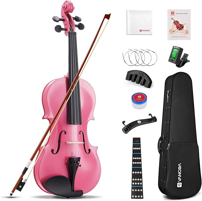 Vangoa 1/2 Acoustic Violin for Beginners, Half Size Acoustic Violin Fiddle for Kids Teens Student... | Amazon (US)