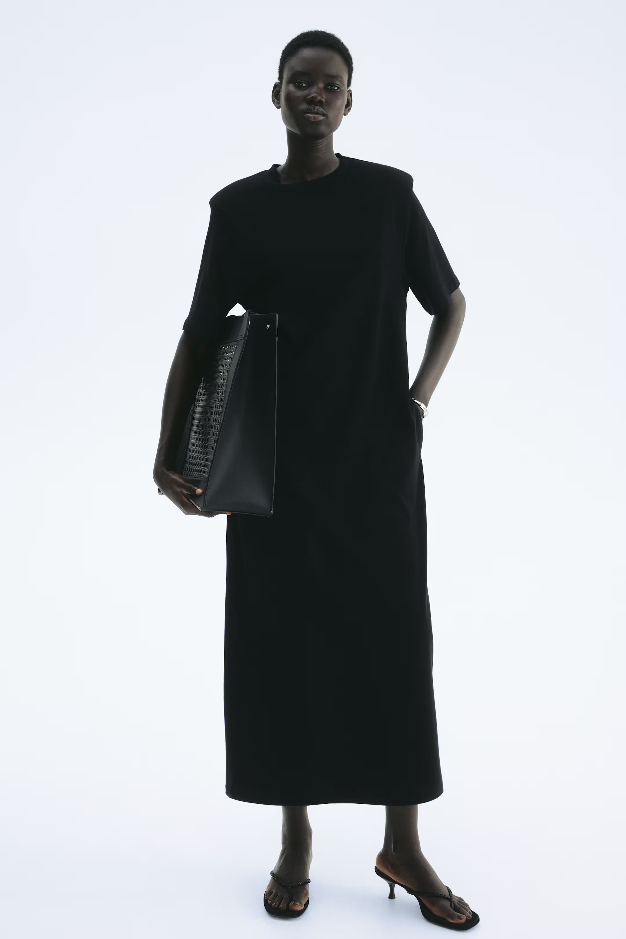 T-Shirt Dress with Shoulder Pads | H&M (US, CA, MX)