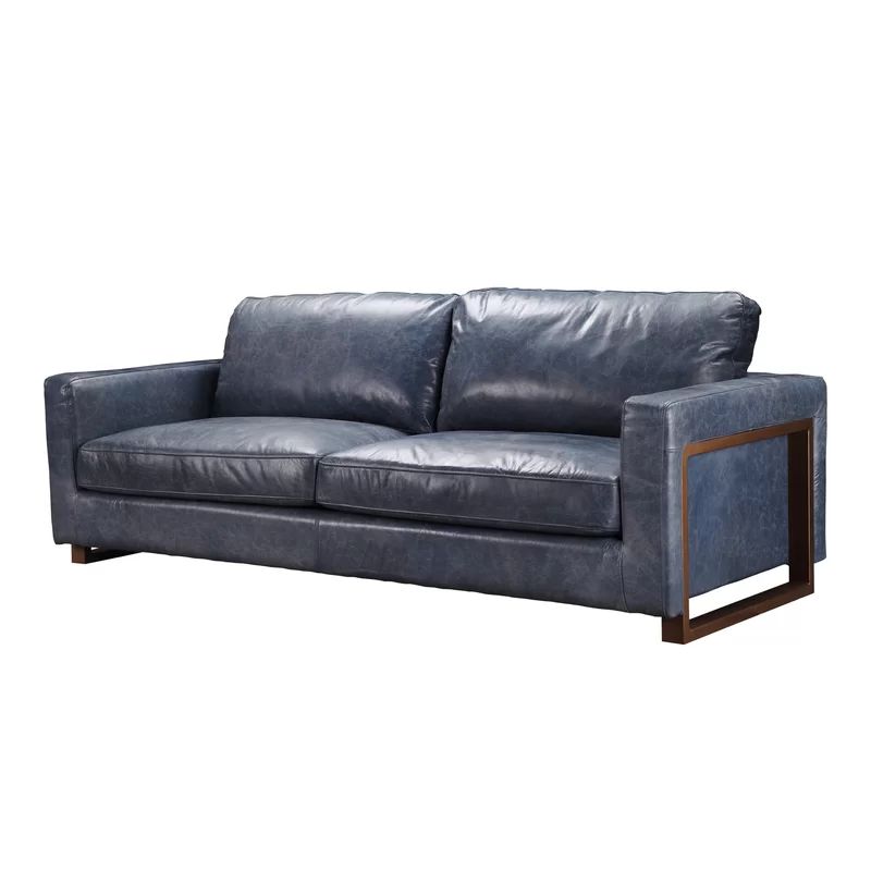 Macon 85.4'' Genuine Leather Round Arm Sofa | Wayfair North America