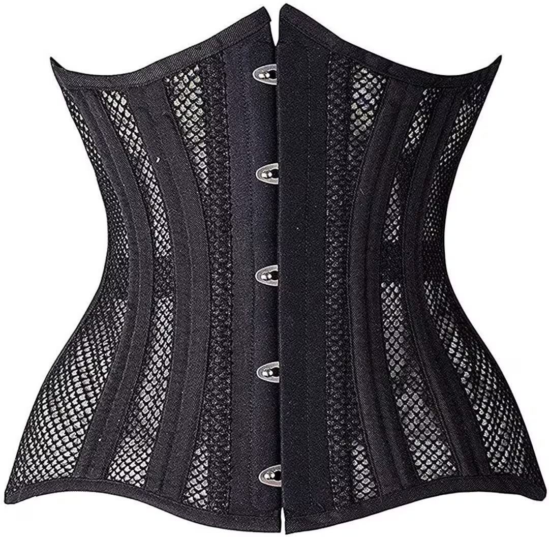 Women Underbust Black Mesh Cotton Corset Steel Boned Truly Waist Trainer Corsets corsage Baumwoll... | Etsy (CAD)