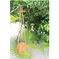 Round Rattan Bag, Ata Handwoven Bag Bali, Wicker Round Real Leather Straps | Etsy (US)