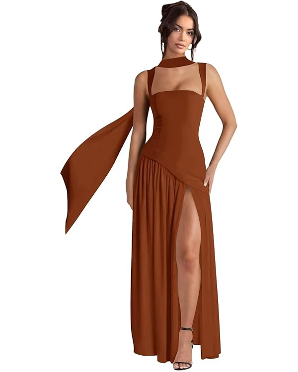 Chiffon Bridesmaid Dresses for Women 2025 Spaghetti Straps Pleated A Line Corset Formal Dress wit... | Amazon (US)