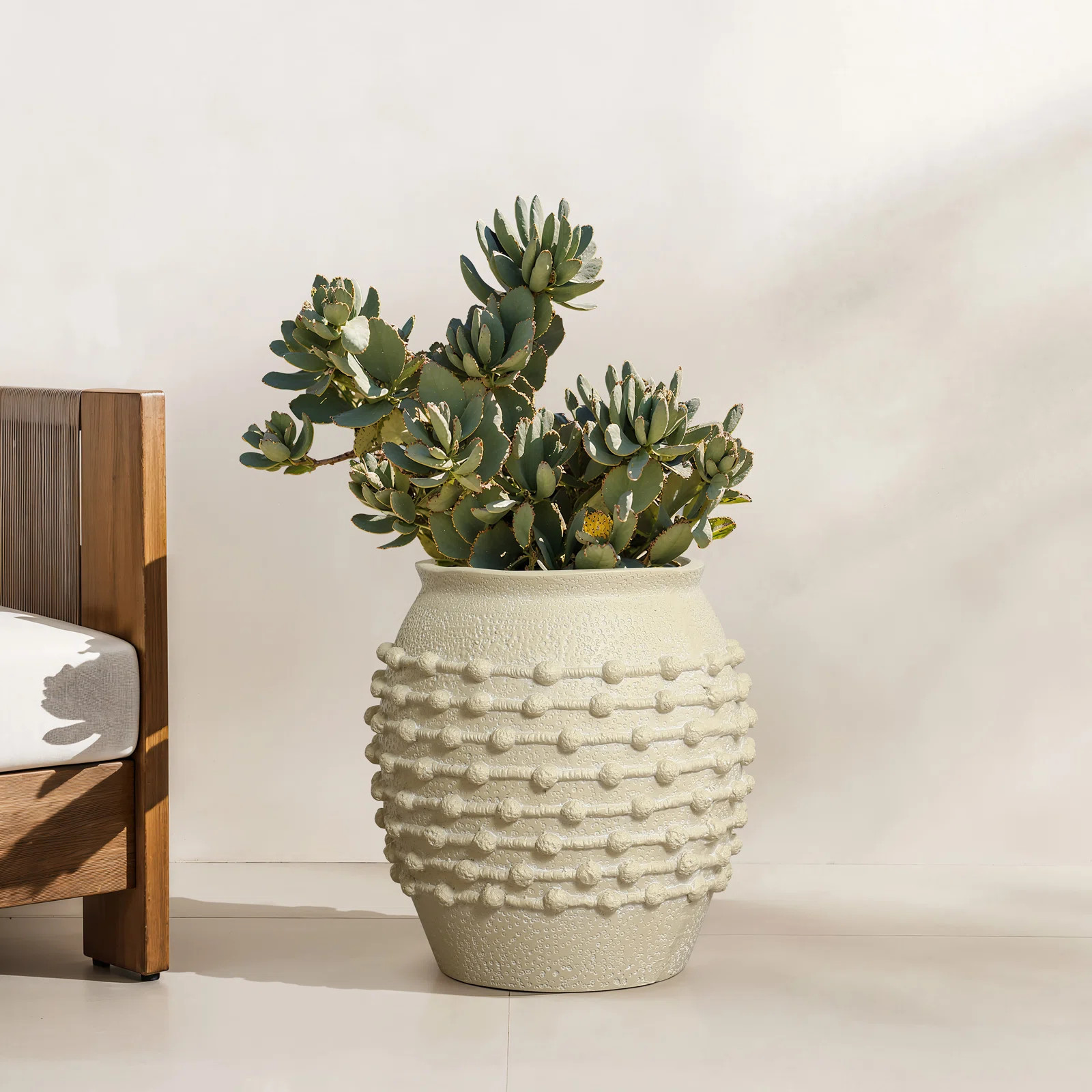Coastal Beige Mgo Round Planter | Wayfair North America