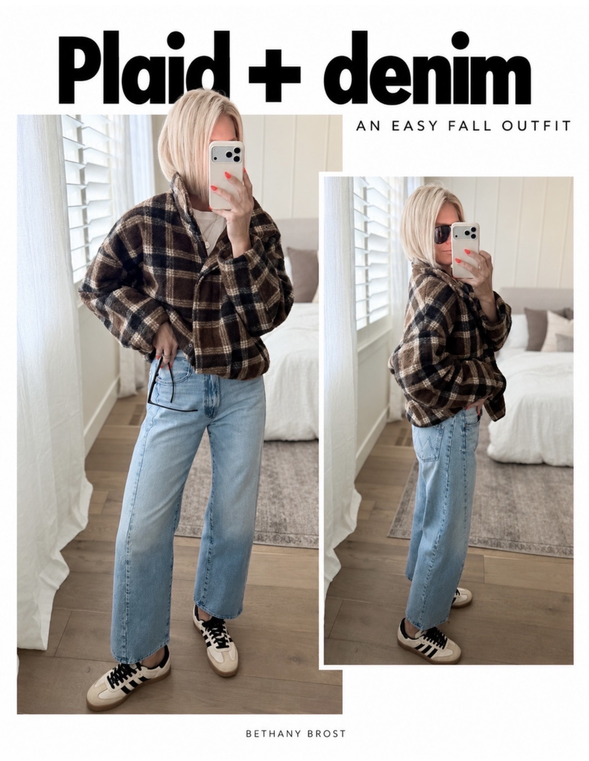 Cozy & simple fall outfit idea. 
Jacket & jeNs fit tts, go down 1/2 size in sneakers