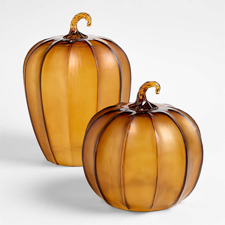 Amber Small Glass Pumpkin + Reviews | Crate & Barrel | Crate & Barrel