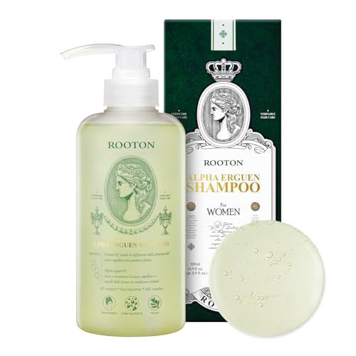 ROOTON Alpha Erguen Women’s Hair Loss Care Shampoo, Vegan & Nutrient-Rich Formula, Repairs, Strengthens & Thickens Fine Hair, Deep Cleansing & Scalp Care with Plant-Based Extracts, 500ml / 16.9 fl oz | Amazon (US)