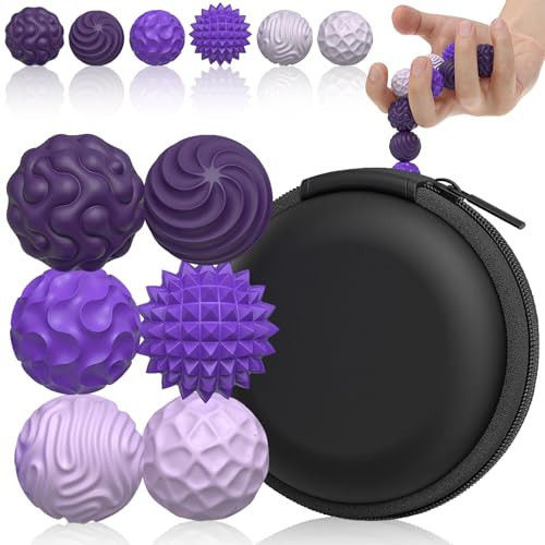 Silicone Magnetic Balls, Fidget Toys for Adults & Teens, 6PCS Stress Balls Sensory Toy, Quiet Magnet Desk Fidgets with Textured, ADHD Anxiety Relief Items, Fun Stocking Suffers Gifts (Purple) | Amazon (US)