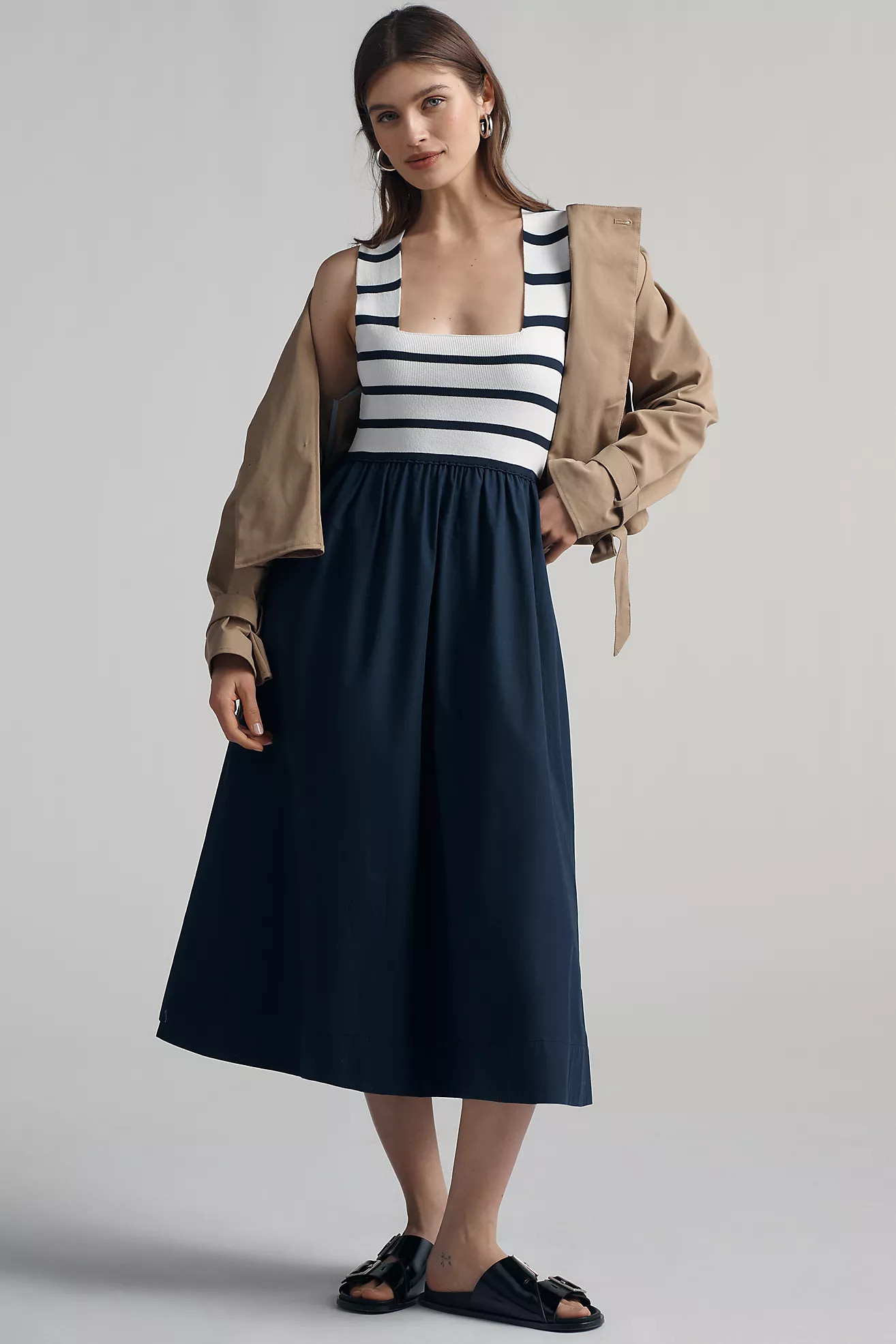Maeve Sleeveless Crossback Twofer Midi Dress | Anthropologie (US)