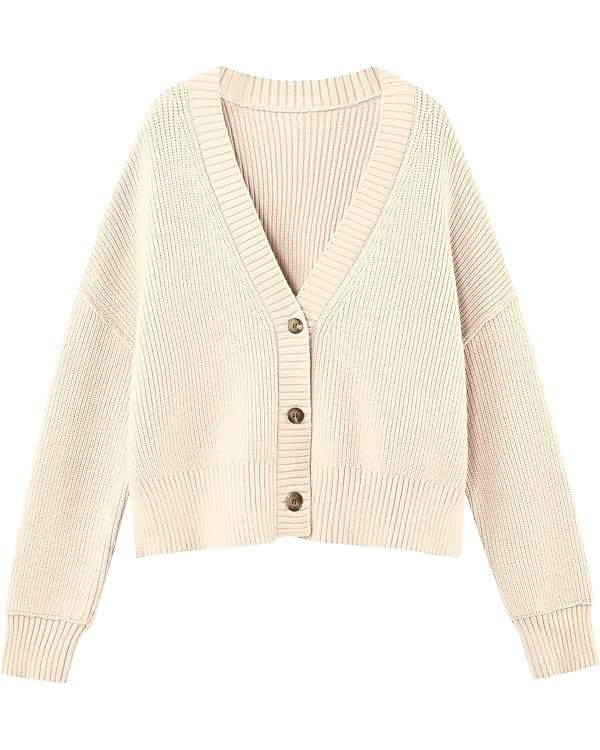 LILLUSORY Women's Cropped Cardigan Oversized Button Sweaters 2025 Fall Trendy Knit Dressy Fashion... | Amazon (US)