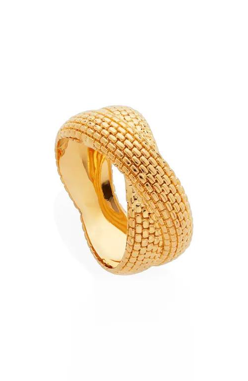 Monica Vinader Heirloom Woven Crisscross Ring in Yellow Gold at Nordstrom, Size 5.5 | Nordstrom
