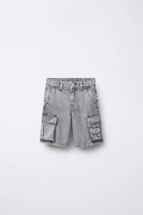 MULTICARGO WIDE DENIM SHORTS | Zara US