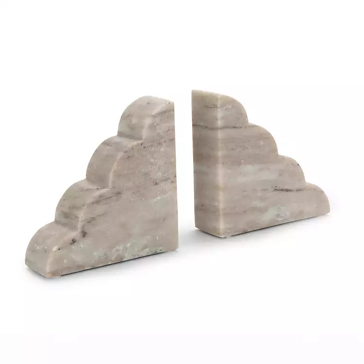 New! Gray Marble Scalloped Bookend | Kirklands
