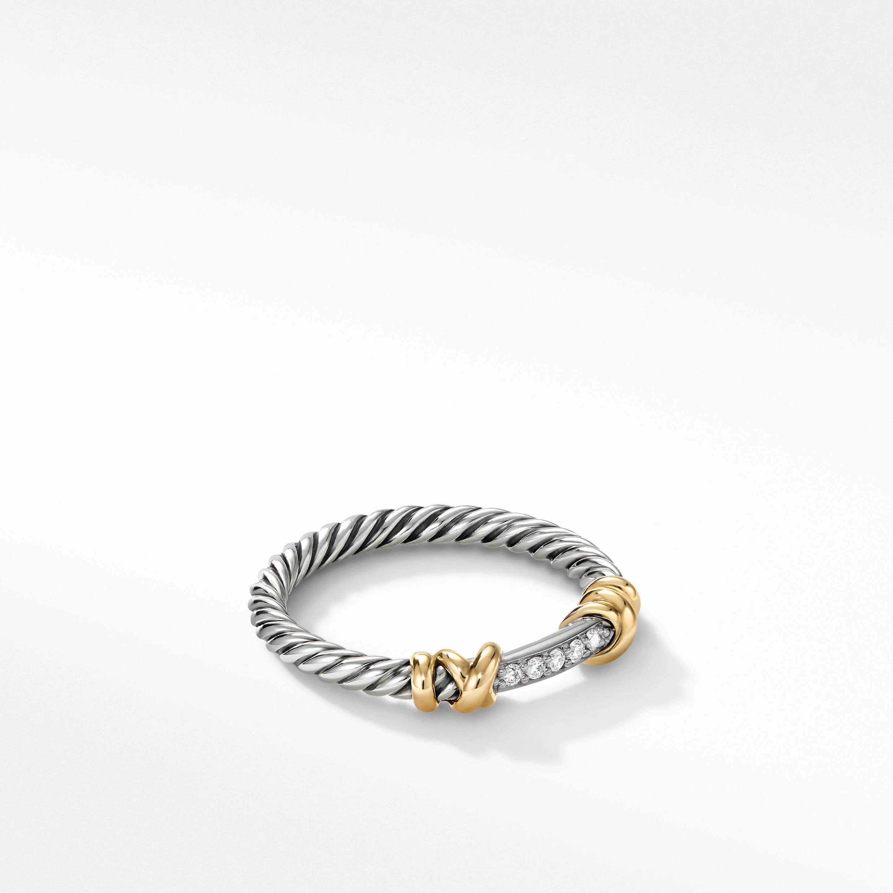 Petite Helena Wrap Band Ring in Sterling Silver with 18K Yellow Gold and Pavé Diamonds | David Yurman