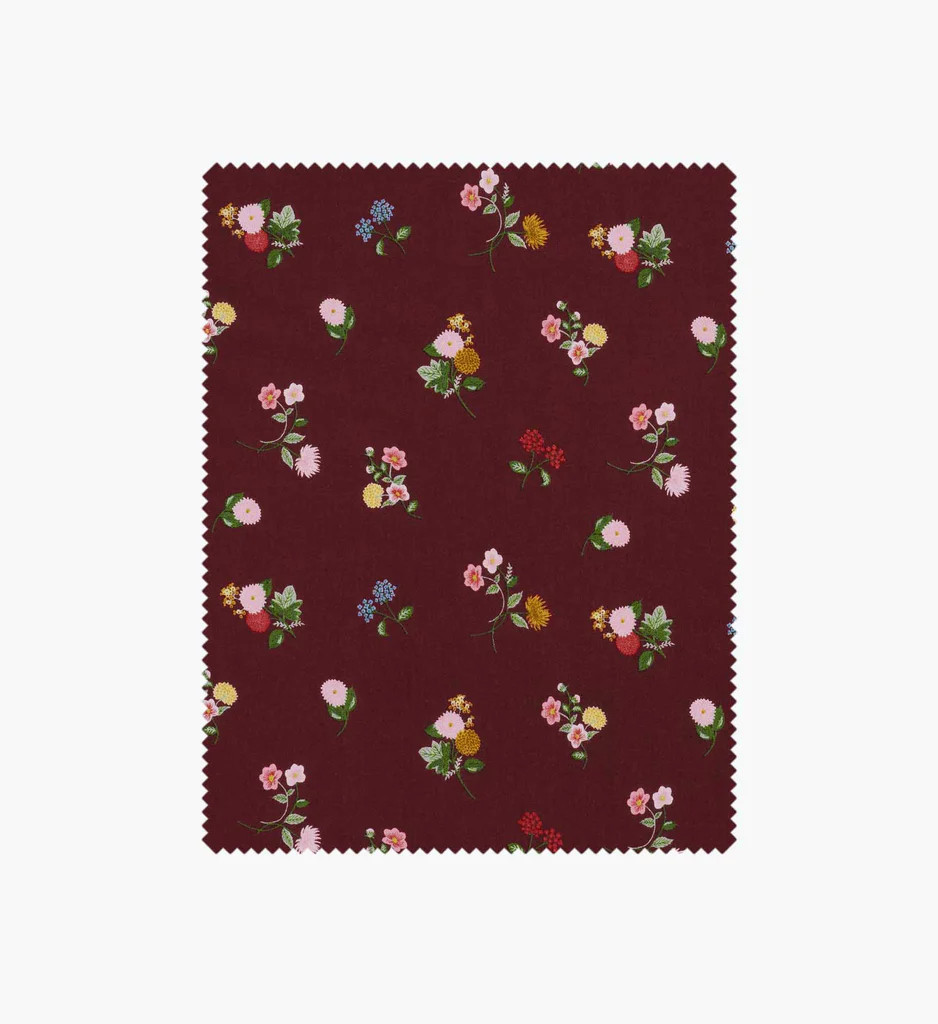 Ditsy Dahlia Rayon Fabric - Burgundy | Rifle Paper Co.