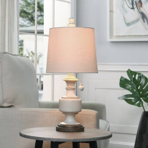 Gilda Table Lamp - Distressed Cream - Distressed Cream - Textured White - #767N3 | Lamps Plus | Lamps Plus