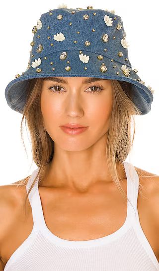 Petunia Embellished Bucket Hat in Denim | Revolve Clothing (Global)