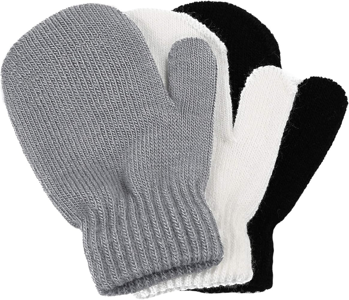 SATINIOR 3 Pairs Toddler Magic Stretch Mittens Little Girls Soft Knit Mitten Baby Boys Winter Kni... | Amazon (US)