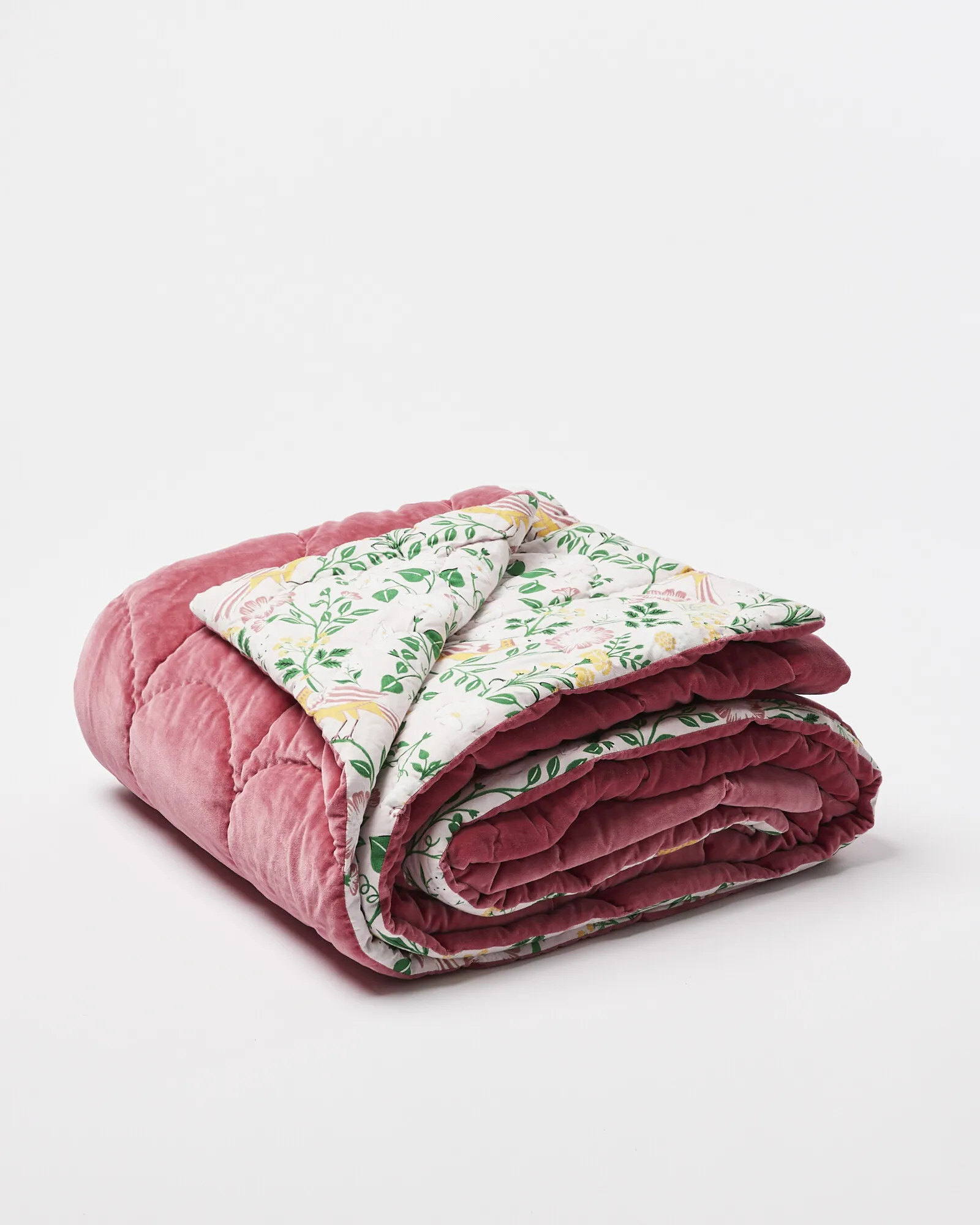 Amelia Pink Velvet Printed Bedspread | Oliver Bonas | Oliver Bonas (Global)