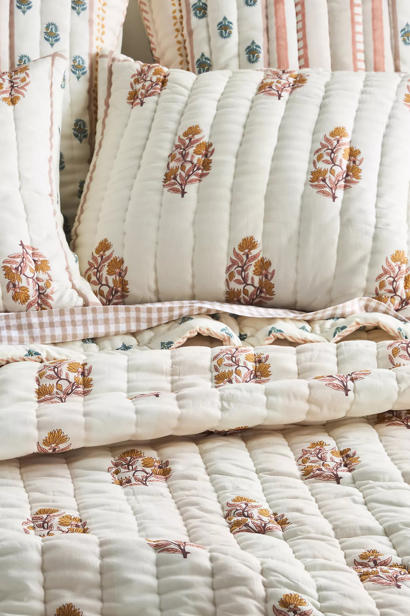 Khira Cotton Floral Printed Quilt | Anthropologie (US)
